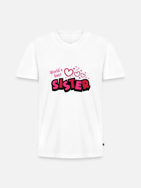 worlds_best_sister_dr3 - Men's Premium Organic T-shirt with V-neck - white