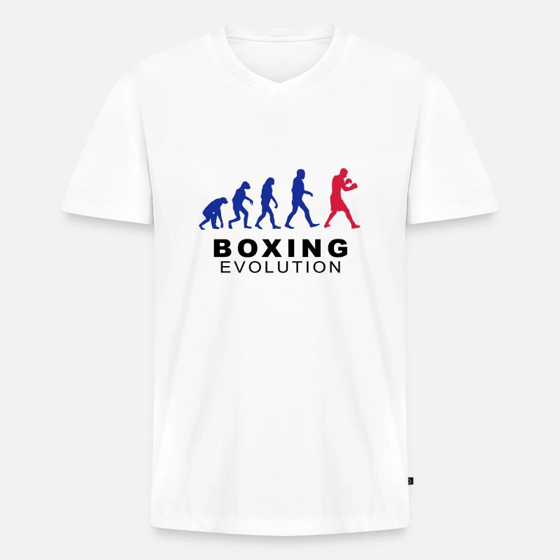 Boxing evolution - Männer Premium Bio T-Shirt mit V-Ausschnitt - Weiß