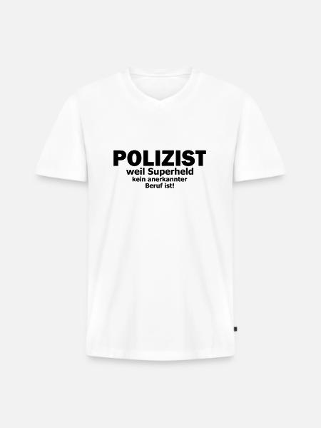 Polizist - Männer Premium Bio T-Shirt mit V-Ausschnitt - Weiß