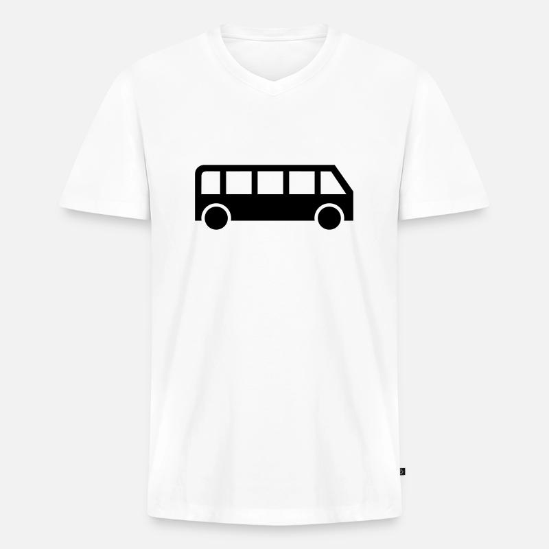 Bus - Männer Premium Bio T-Shirt mit V-Ausschnitt - Weiß