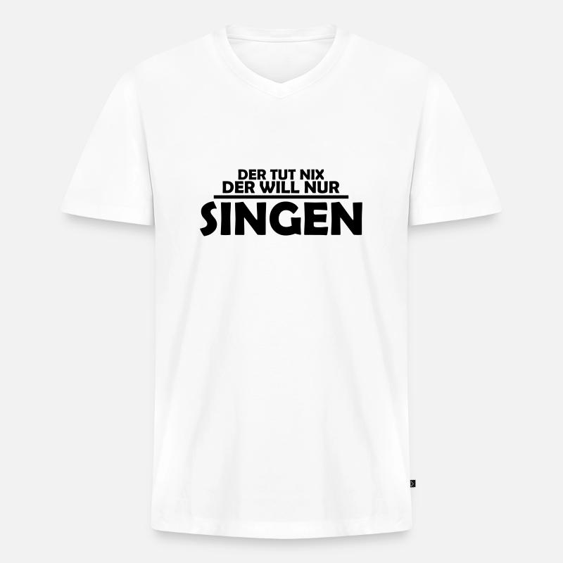 singen - Männer Premium Bio T-Shirt mit V-Ausschnitt - Weiß
