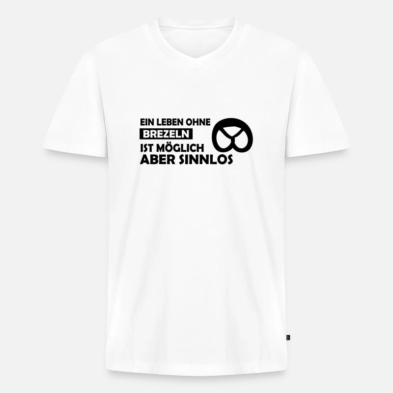 ein leben ohne brezeln - Männer Premium Bio T-Shirt mit V-Ausschnitt - Weiß
