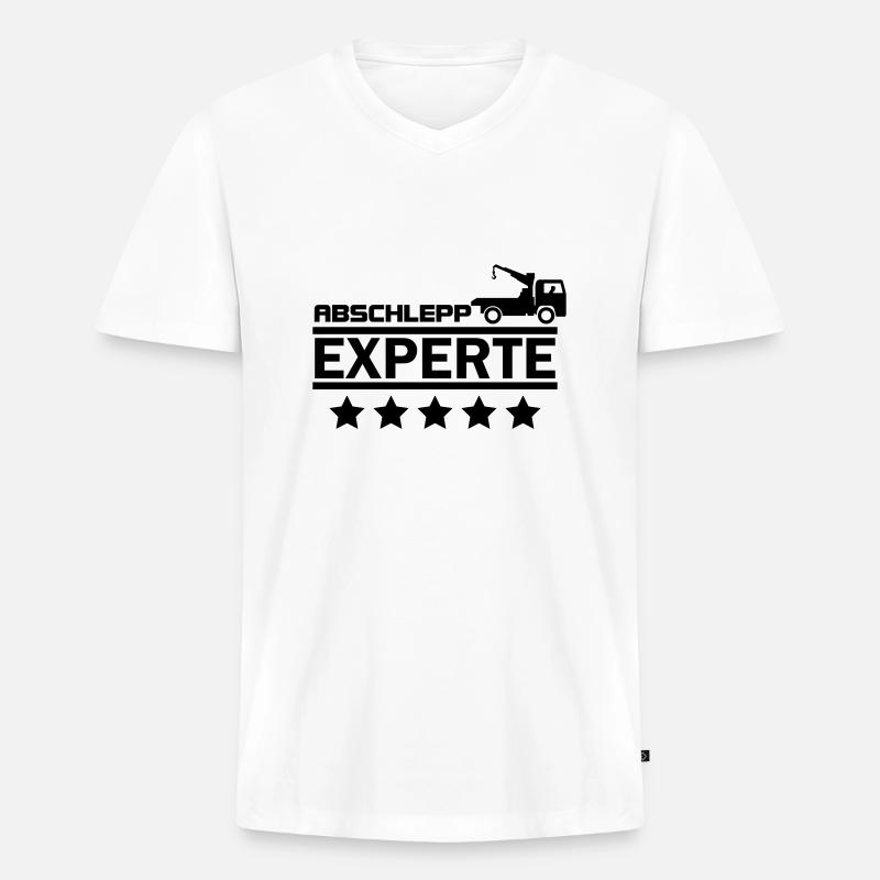 abschlepp experte - Männer Premium Bio T-Shirt mit V-Ausschnitt - Weiß