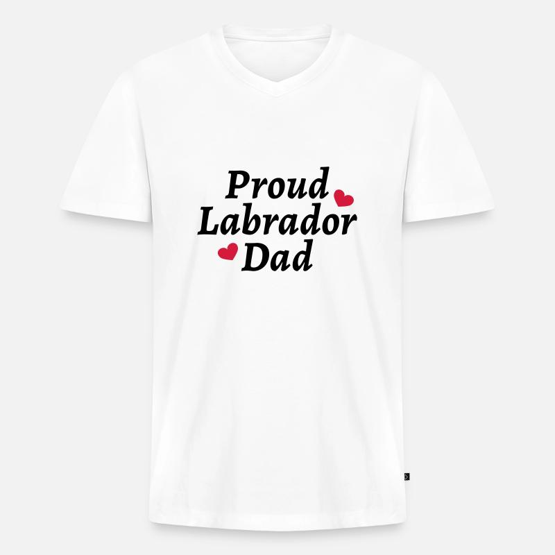 Proud Labrador Dad - Männer Premium Bio T-Shirt mit V-Ausschnitt - Weiß