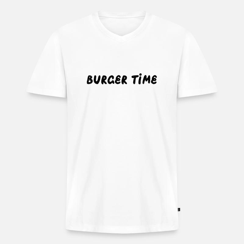 Burger Time - Männer Premium Bio T-Shirt mit V-Ausschnitt - Weiß