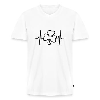 Herzschlag shamrock Kleeblatt St. Patrick´s day - Männer Premium Bio T-Shirt mit V-Ausschnitt - Weiß - Vorne - Nico (187cm)