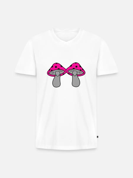 Fungi - Men's Premium Organic T-shirt with V-neck - white