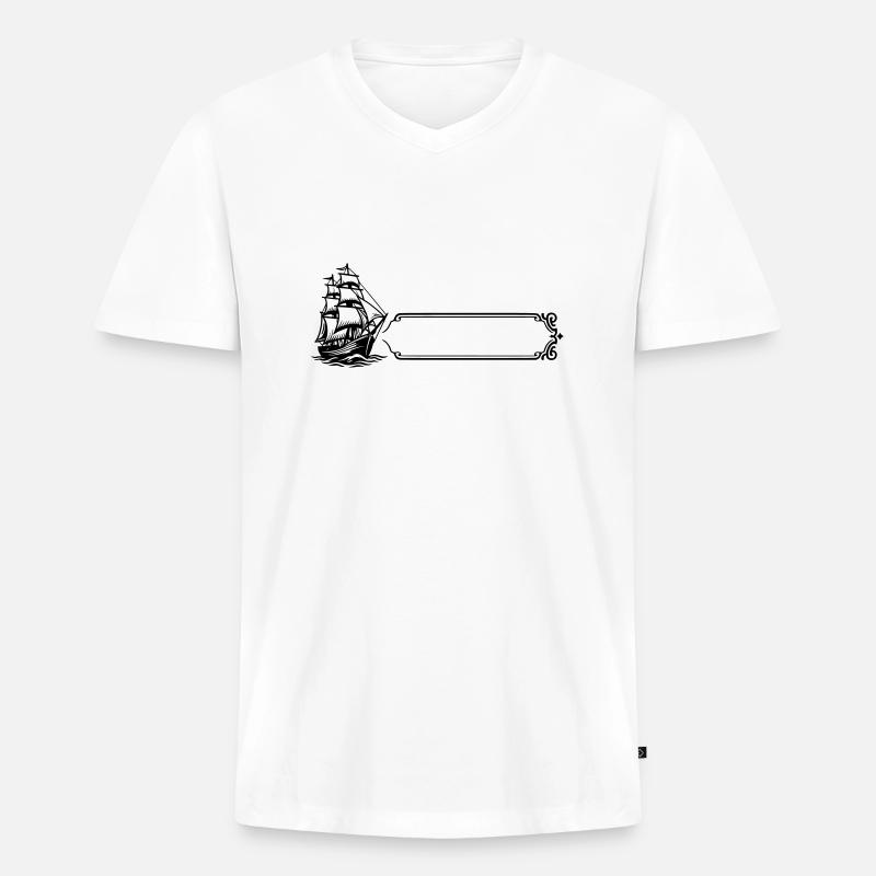 Boot - Name, Vorname - Männer Premium Bio T-Shirt mit V-Ausschnitt - Weiß