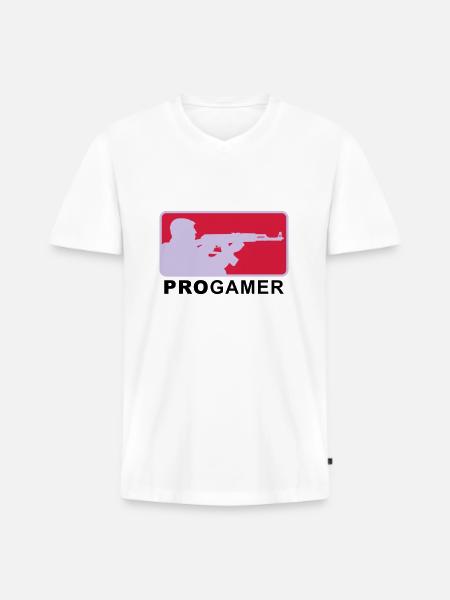 progamer_2011_4_3c - Männer Premium Bio T-Shirt mit V-Ausschnitt - Weiß