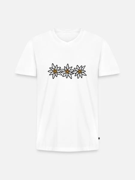 Edelweiss Trio - Men's Premium Organic T-shirt with V-neck - white