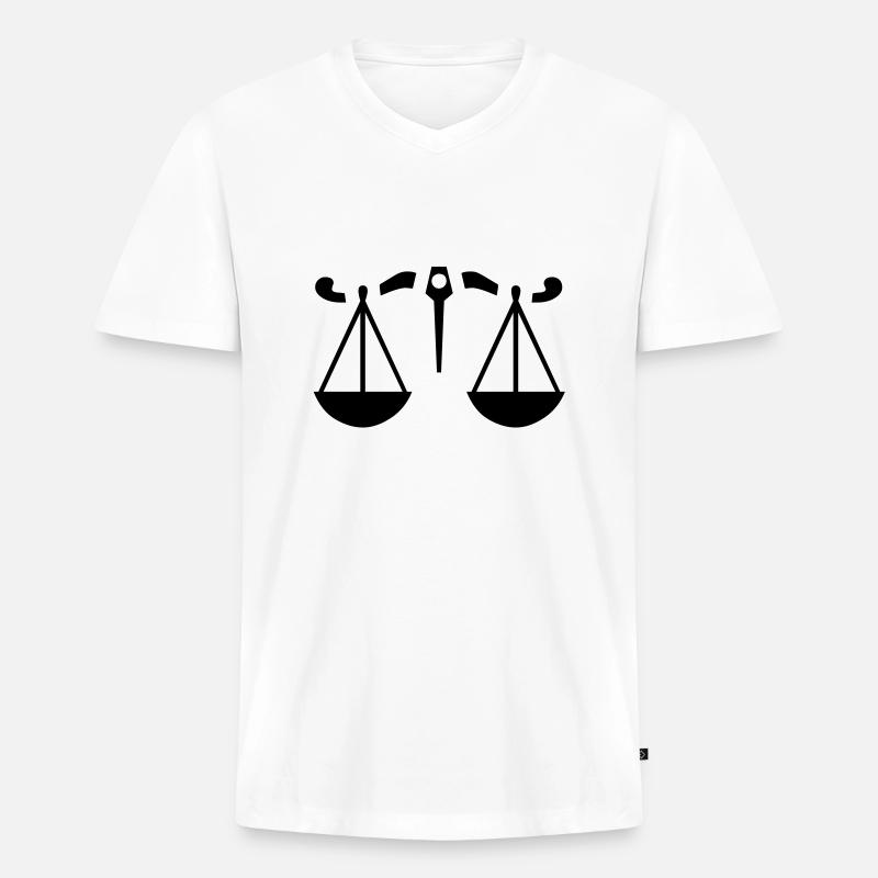 Sternzeichen - Waage - Männer Premium Bio T-Shirt mit V-Ausschnitt - Weiß