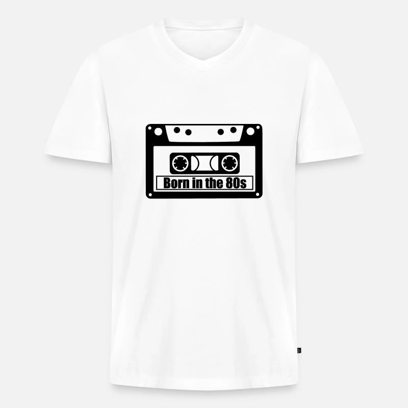 born in the 80s - Männer Premium Bio T-Shirt mit V-Ausschnitt - Weiß