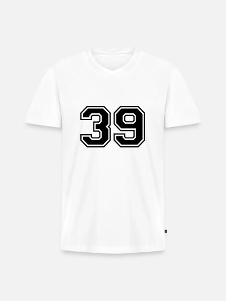 39 - T-shirt encolure en V Premium bio Homme - blanc