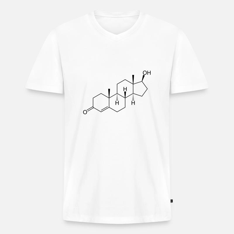 testosterone - Männer Premium Bio T-Shirt mit V-Ausschnitt - Weiß
