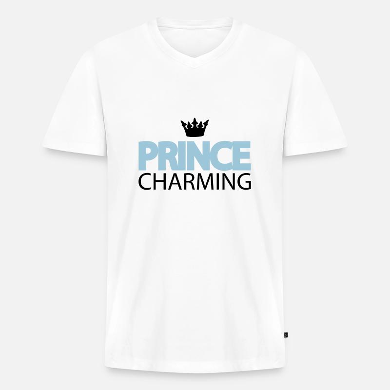 prince_charming prinz charmant krone - Männer Premium Bio T-Shirt mit V-Ausschnitt - Weiß