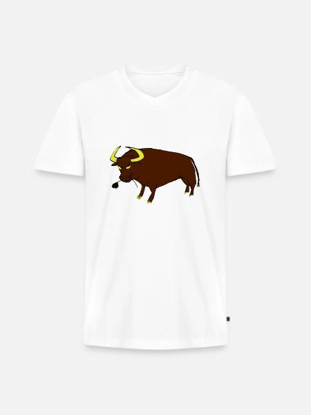 Taureau Basque - T-shirt encolure en V Premium bio Homme - blanc