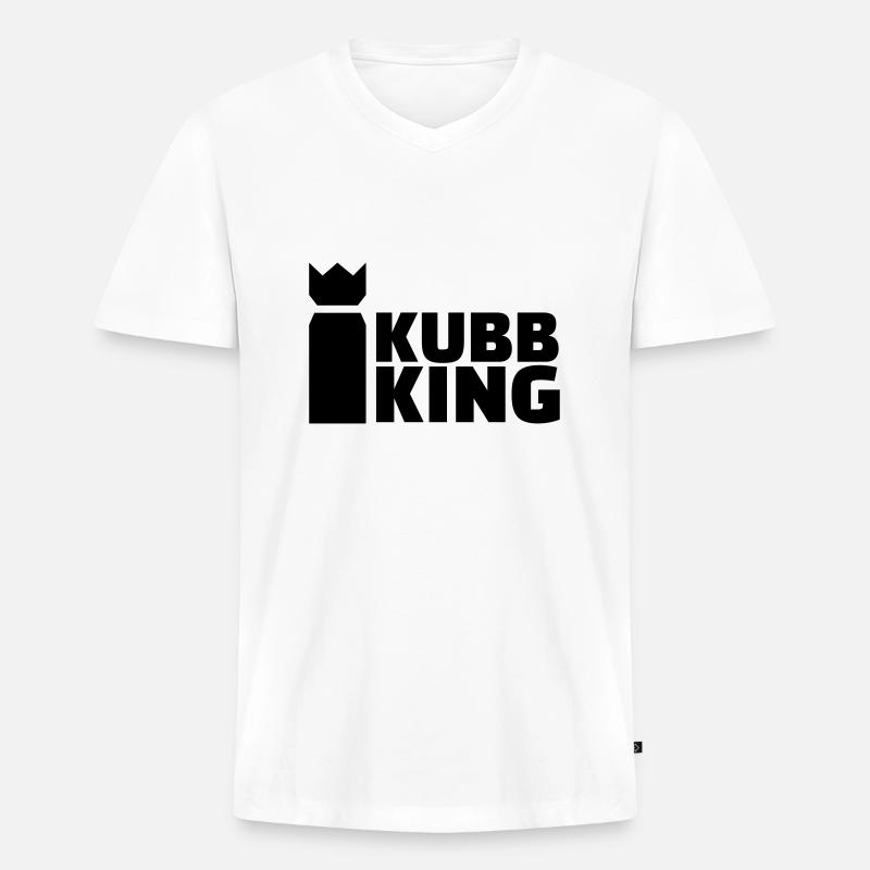 Kubb King - Maglietta ecologica premium da uomo con scollo a V - bianco