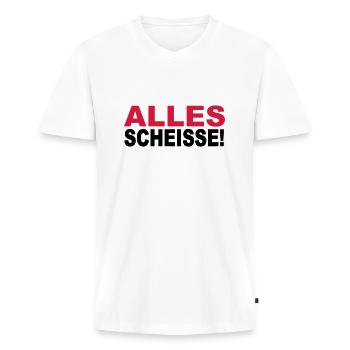 Alles Scheisse! - Männer Premium Bio T-Shirt mit V-Ausschnitt - Weiß - Vorne - Nico (187cm)