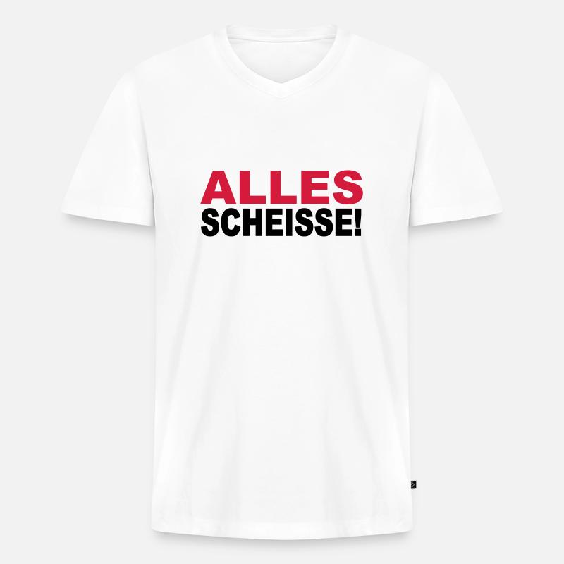 Alles Scheisse! - Männer Premium Bio T-Shirt mit V-Ausschnitt - Weiß