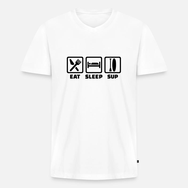 SUP - Männer Premium Bio T-Shirt mit V-Ausschnitt - Weiß