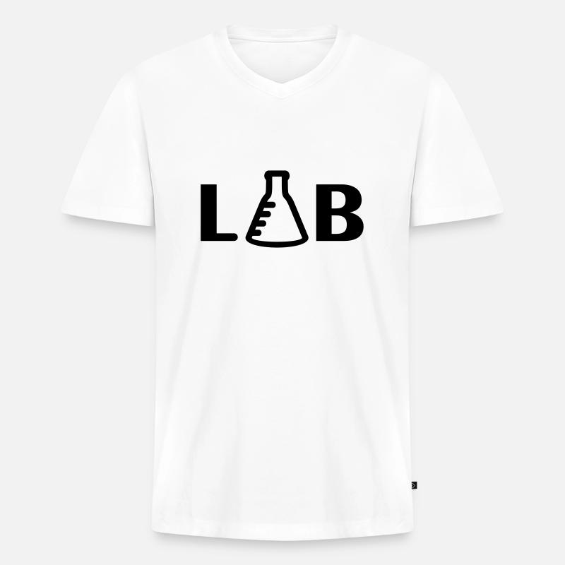 LAB (1c) - Männer Premium Bio T-Shirt mit V-Ausschnitt - Weiß