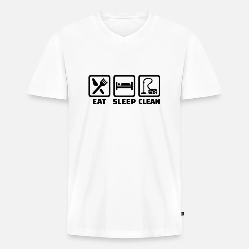 Putzen - Männer Premium Bio T-Shirt mit V-Ausschnitt - Weiß