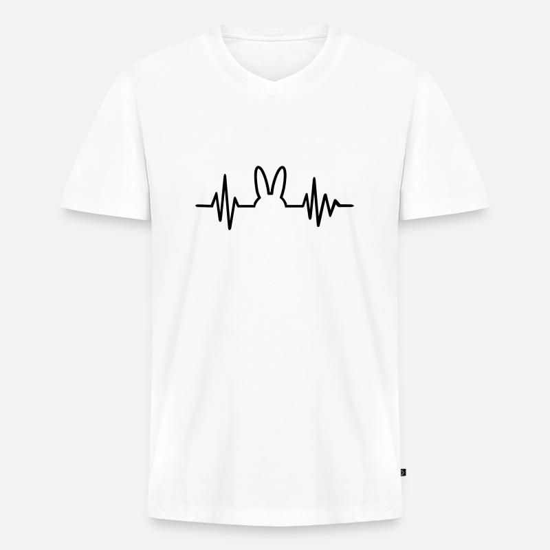Hase - Männer Premium Bio T-Shirt mit V-Ausschnitt - Weiß