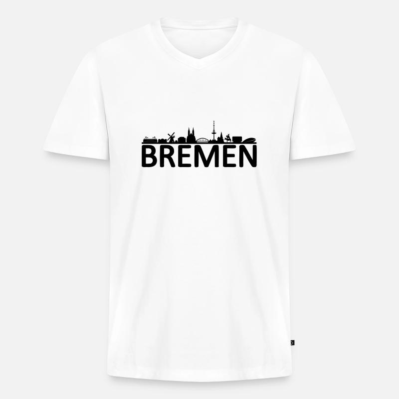 Skyline - Bremen - Männer Premium Bio T-Shirt mit V-Ausschnitt - Weiß