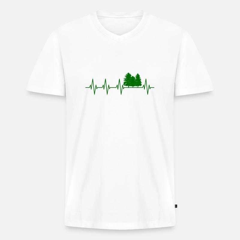 Wald Herzschlag Baum - Männer Premium Bio T-Shirt mit V-Ausschnitt - Weiß