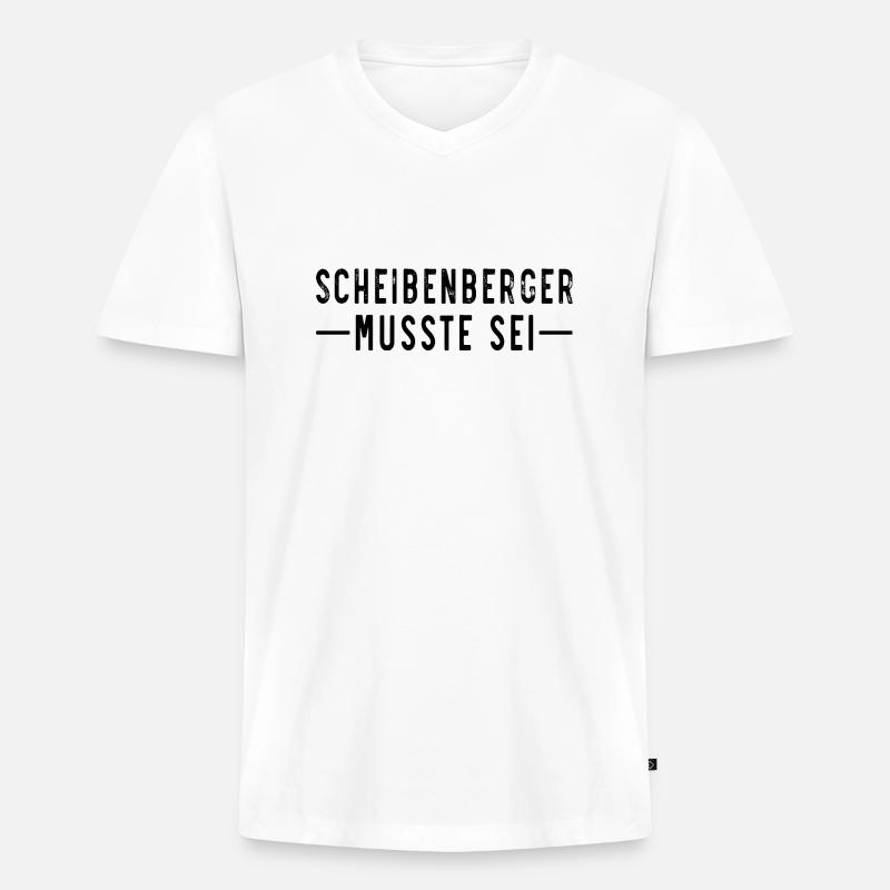 Scheibenberger musste sei - Männer Premium Bio T-Shirt mit V-Ausschnitt - Weiß