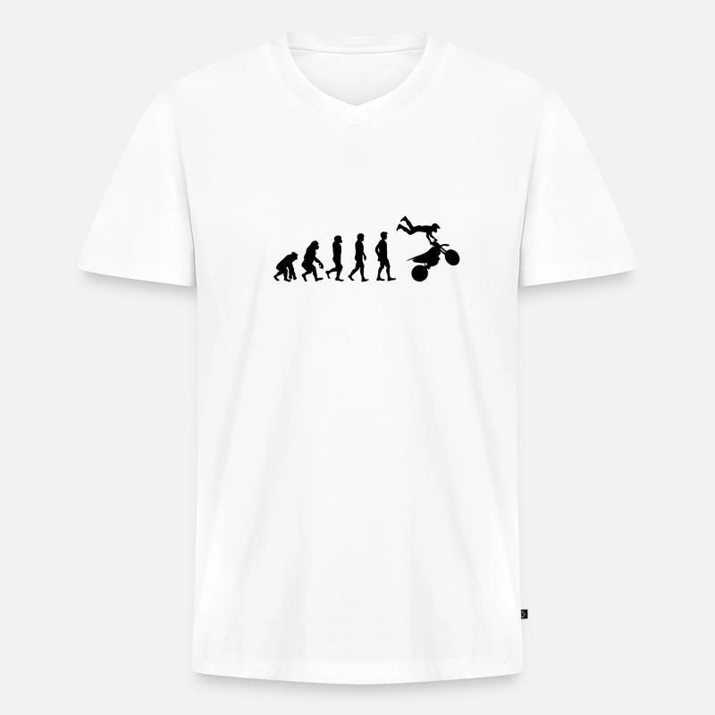 Silhouette Motorcross schwarz - Männer Premium Bio T-Shirt mit V-Ausschnitt - Weiß