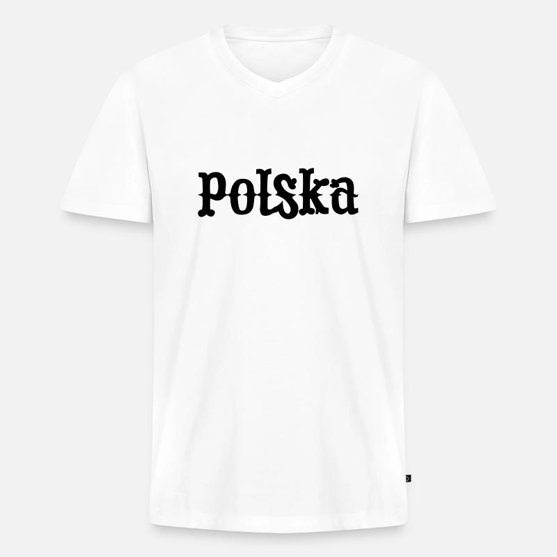 Polska Poland - Männer Premium Bio T-Shirt mit V-Ausschnitt - Weiß
