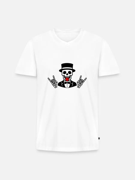 Groom Skeleton - Men's Premium Organic T-shirt with V-neck - white