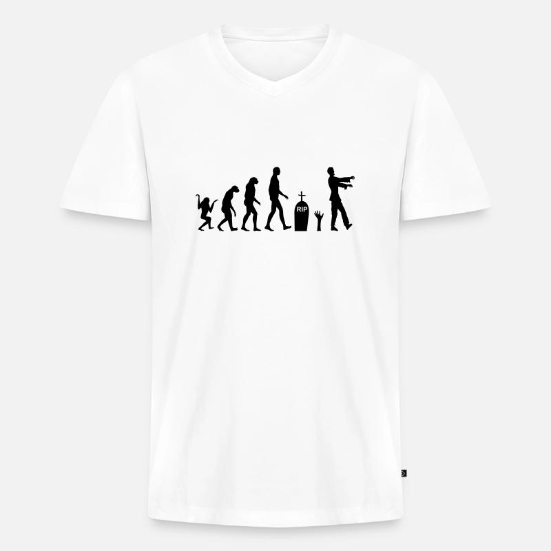 Zombie Evolution 2 - Männer Premium Bio T-Shirt mit V-Ausschnitt - Weiß