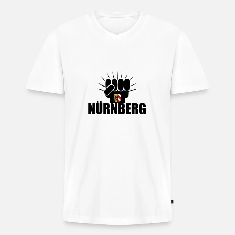Nürnberg Power - Männer Premium Bio T-Shirt mit V-Ausschnitt - Weiß