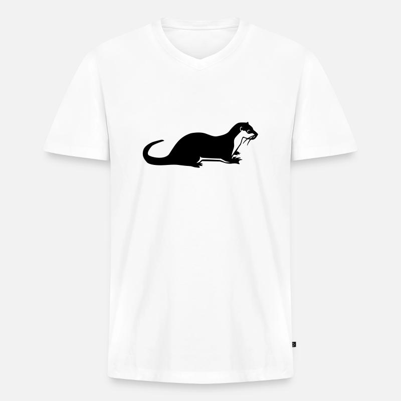 Otter - Männer Premium Bio T-Shirt mit V-Ausschnitt - Weiß