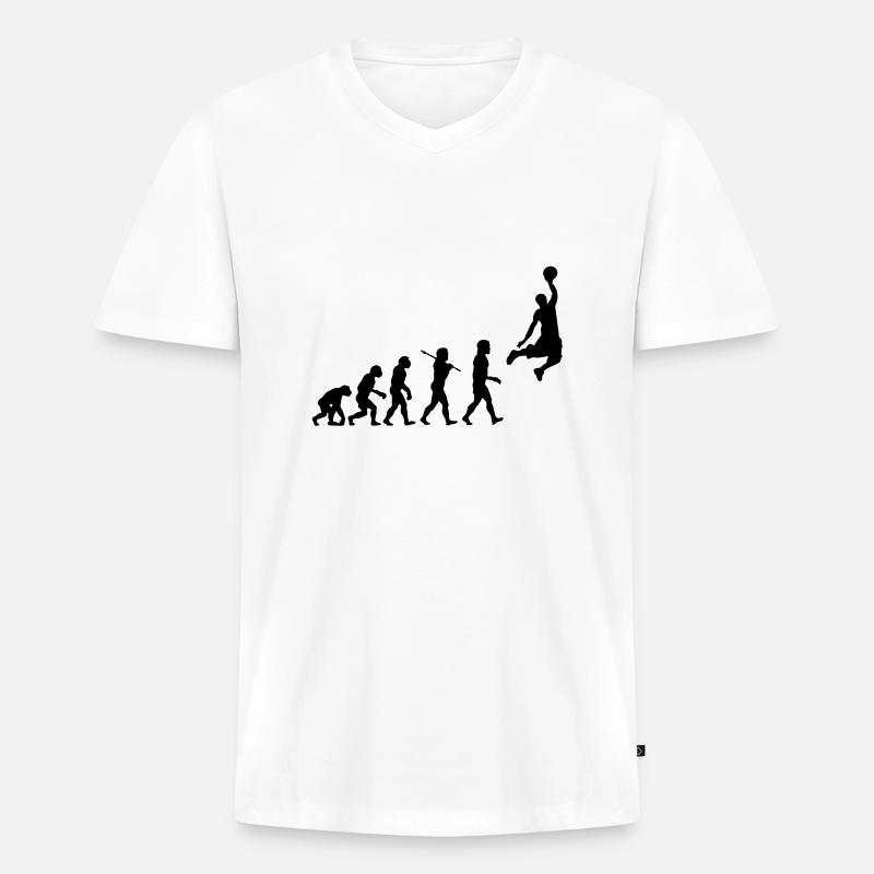 Basketball Dunk Evolution - Männer Premium Bio T-Shirt mit V-Ausschnitt - Weiß
