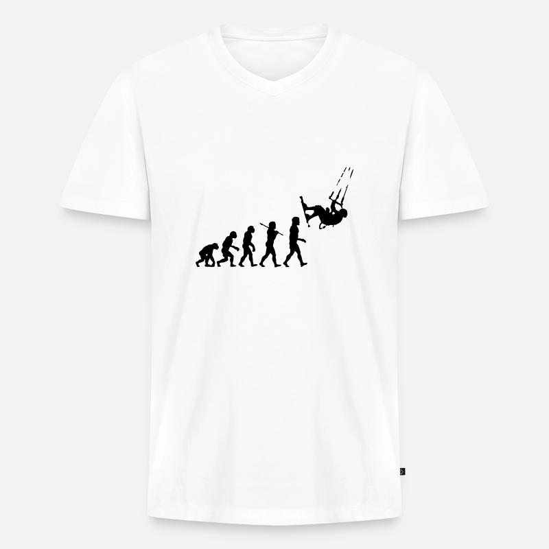 Kitesurf Evolution - Männer Premium Bio T-Shirt mit V-Ausschnitt - Weiß