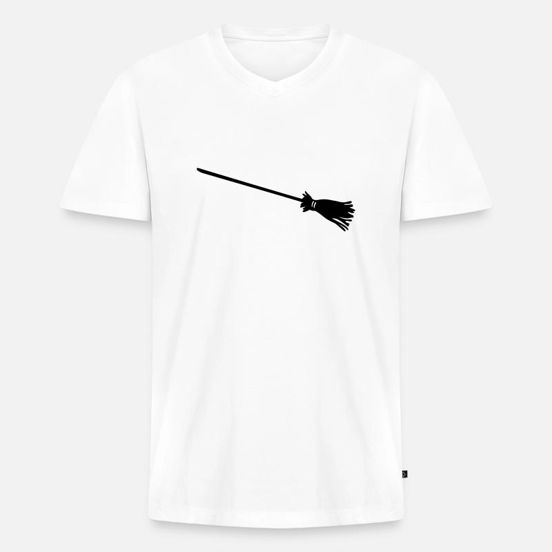 Hexenbesen - Männer Premium Bio T-Shirt mit V-Ausschnitt - Weiß