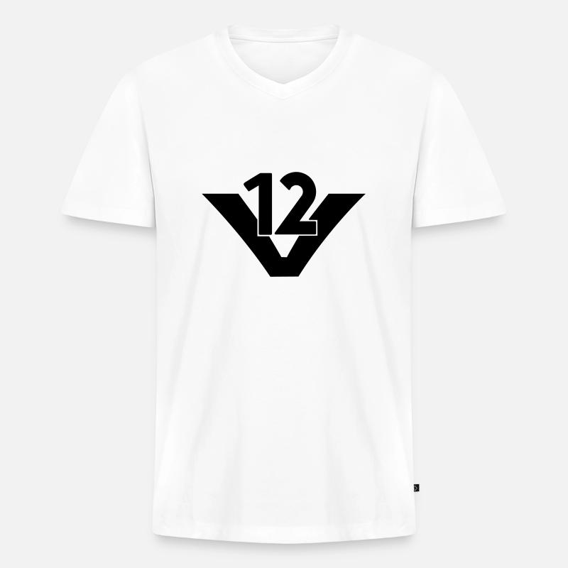 V12 Engine - Männer Premium Bio T-Shirt mit V-Ausschnitt - Weiß