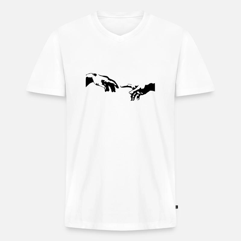 der Hand - Männer Premium Bio T-Shirt mit V-Ausschnitt - Weiß