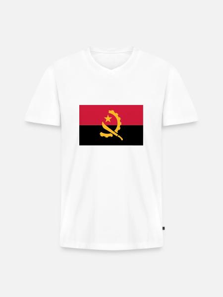 Angola Flag - Men's Premium Organic T-shirt with V-neck - white