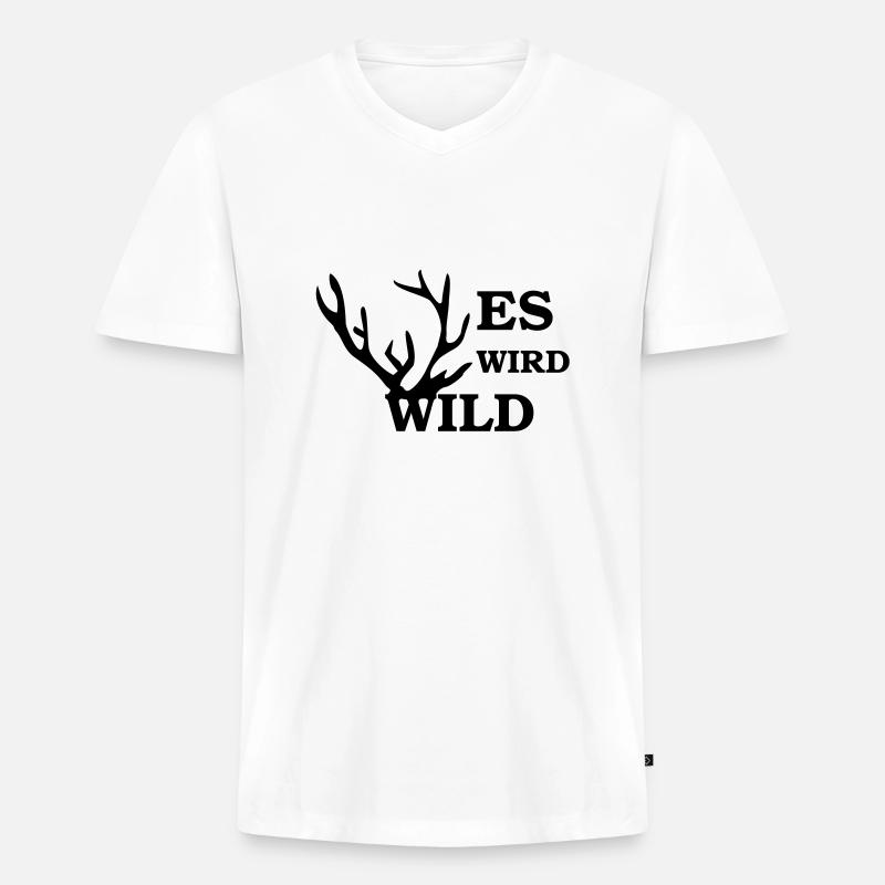 es wird wild - Männer Premium Bio T-Shirt mit V-Ausschnitt - Weiß