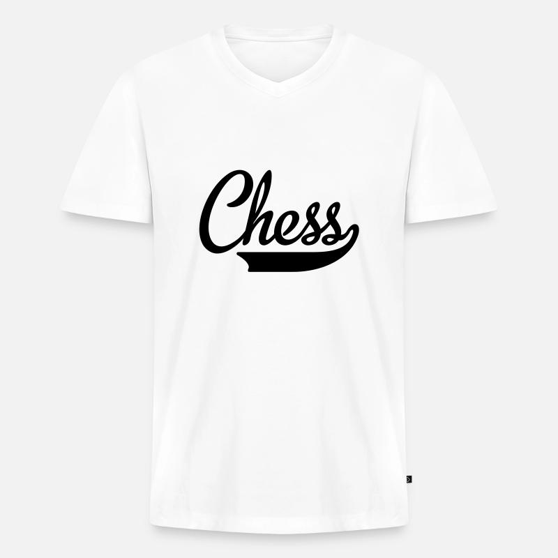 Schach - Männer Premium Bio T-Shirt mit V-Ausschnitt - Weiß