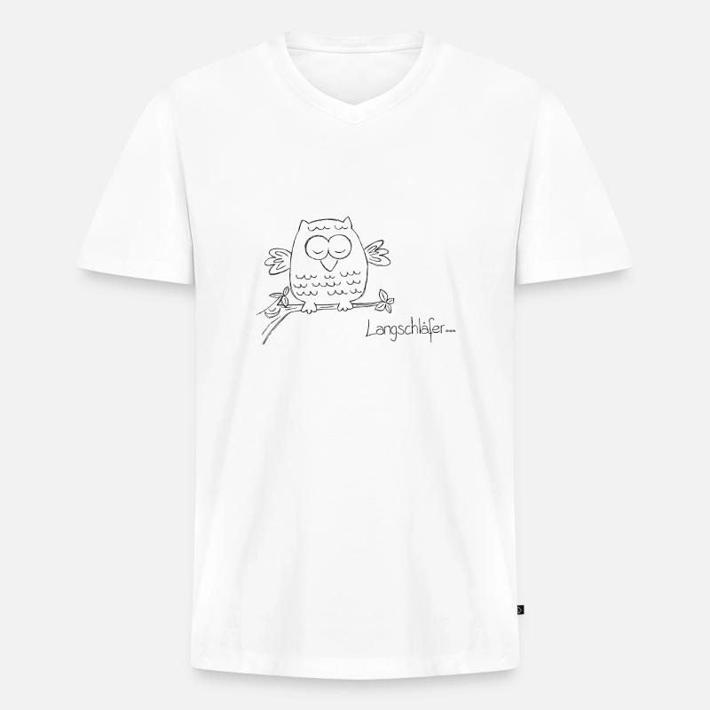Langschläfer, Eule - Männer Premium Bio T-Shirt mit V-Ausschnitt - Weiß