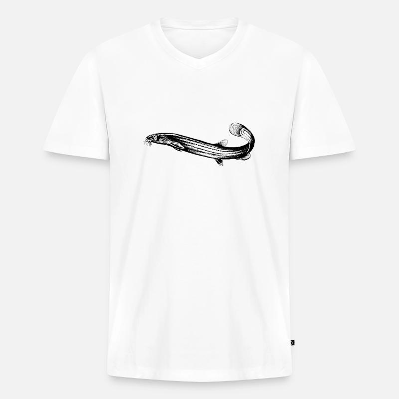 Schlammpeitzger - Männer Premium Bio T-Shirt mit V-Ausschnitt - Weiß