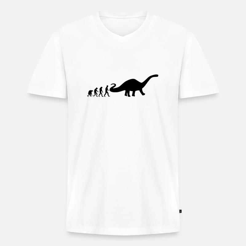 dino evolution - Männer Premium Bio T-Shirt mit V-Ausschnitt - Weiß