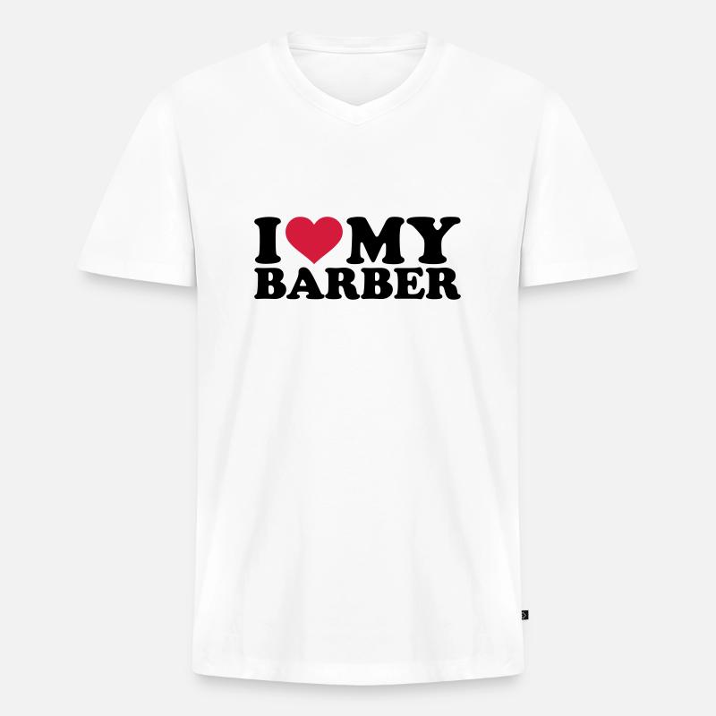 Barbier - Männer Premium Bio T-Shirt mit V-Ausschnitt - Weiß