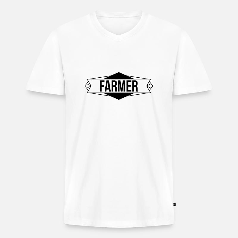 Farmer - Männer Premium Bio T-Shirt mit V-Ausschnitt - Weiß