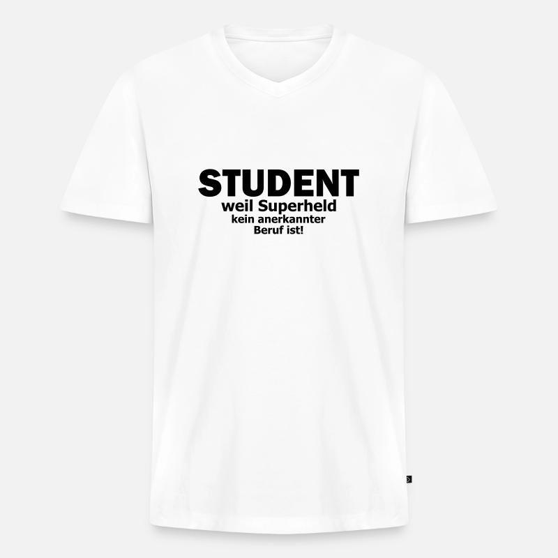 student - Männer Premium Bio T-Shirt mit V-Ausschnitt - Weiß
